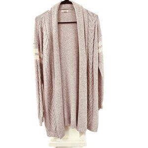 🍒 2/$20 🍒  Lilac Purple Long Cardigan with White Stripes on Upper Arm sz M